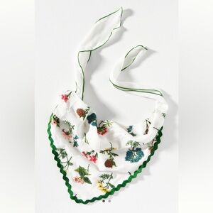 Anthropologie Embroidered Floral Hair Scarf NEW Botanical Ricrac Boho